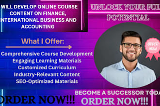 develop online course content on finance, international business and accounting