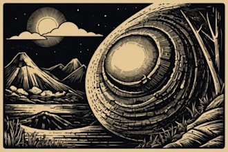 create awesome linocut illustration or linocut imitation