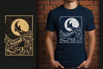 create awesome linocut style t shirt design for you