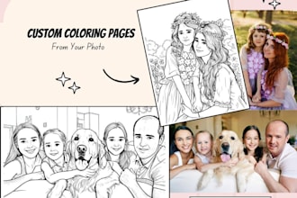 turn photo into coloring book pages, personalized gift