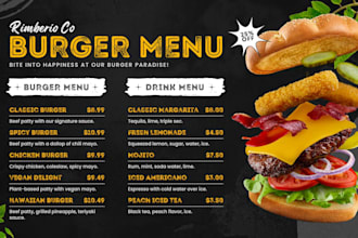 do restaurant food posters and digital menu design