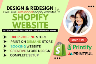 develop shopify website printful or printify shopify dropshipping store design
