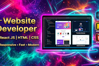 develop a modern responsive website with HTML CSS and reactjs