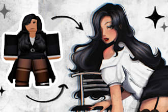 draw minecraft, roblox avatar in anime style