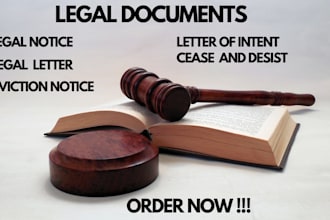 draft legal notices, demand letter, cease and desist as your lawyer