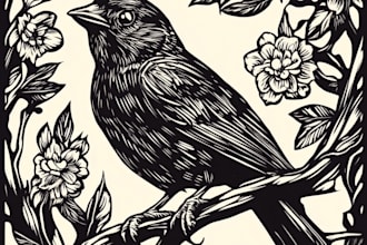 draw a custom digital art portrait in linocut style