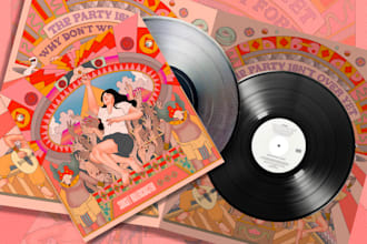 draw vintage album cover for your spotify music and song