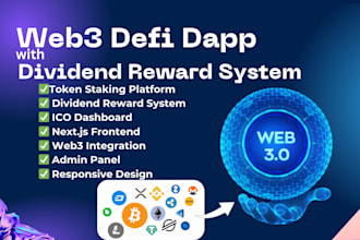 token staking dapp, ico dashboard, web3 dividend reward system on evm sui solana