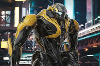 design robots and concept art of futuristic mecha