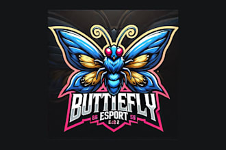 do awesome butterfly esport mascot logo within two day