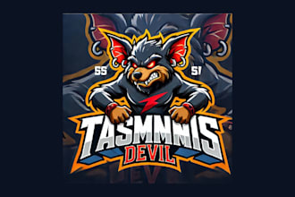 do unique tasmanian devil mascot logo for you in just two day