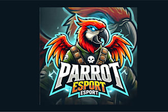 make modarn parrot mascot logo with creative concepts
