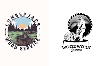 make vintage outdoor sawmill woodwork logo