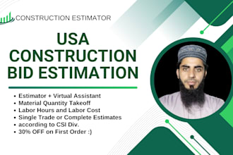 provide construction material boq and bid estimate for USA