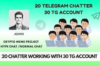be telegram community manager or admin with 20 chatters for crypto project