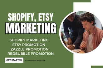 do shopify marketing etsy zazzle redbubble promotion, promotional banner logo