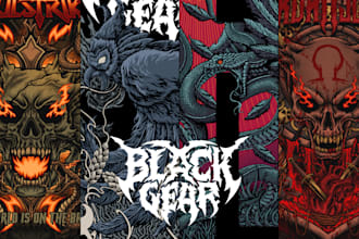 create heavy metal artwork for clothing brand and band merchandise