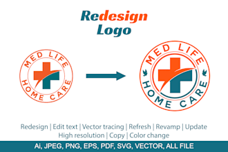 redesign, replicate, refresh, remake, vector tracing and modification logo