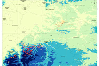 create 3d terrain map, spatial analysis using arcgis, qgis and blender