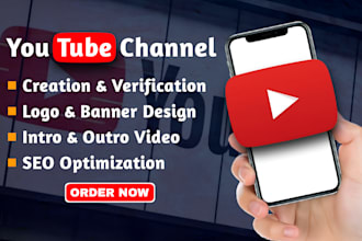 create and setup professional youtube channel with logo, banner, intro, outro