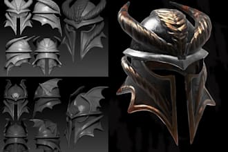 create cosplay props 3d model for 3d printing, 3d helmet, 3d armor, 3d weapon