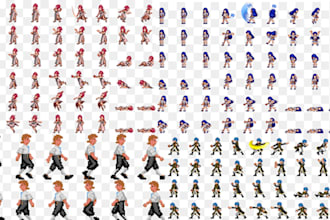 create pixel art animation pixel art character sprite for rpg maker, video games