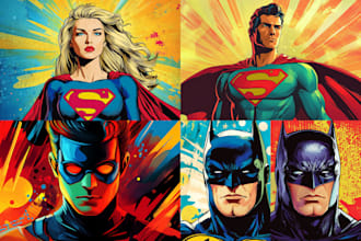 draw comic superhero pop art portraits