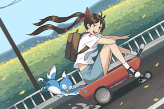 draw cute and simple anime art illustration