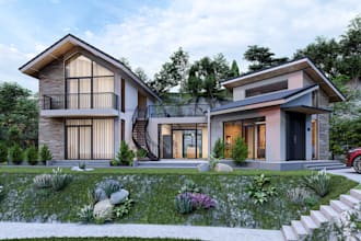 design 3d exterior and interior of house, architectural rendering