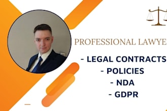 write legal contracts and agreements, nda, gdpr policies etc
