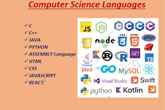 help in c, cpp, java, python, assembly, HTML, css, javascript and react