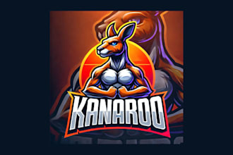 design amazing kangaroo mascot logo with express delivery