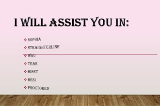 help with straighterline, sophia, studycom, w g u work