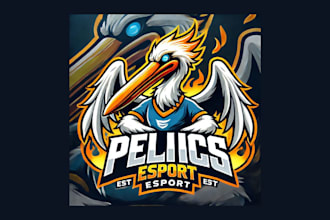 design modern pelican mascot logo with creative concepts