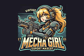 do mecha girl mascot logo with unlimited revisions