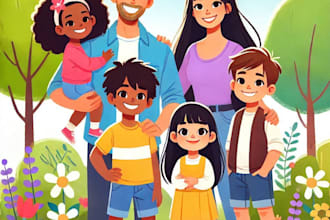 do drawing family portrait illustration