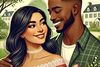 do hand drawn couple portrait illustration