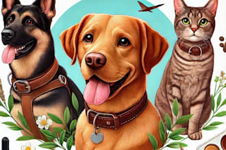 do custom pet portrait dog portrait cat portrait illustration