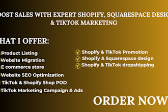 set up shopify store, design and redesign squarespace and run tiktok marketing