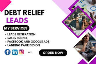generate debt relief leads debt settlement leads debt consolidation leads leads