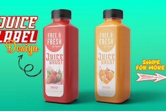 do juice and water bottle packaging and label design