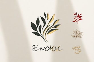 design hand drawn botanical boho minimalist logo