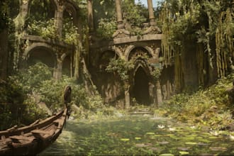 create realistic 3d environment 3d game environment in unreal engine and blender