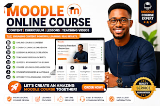create moodle online course content, curriculum, lessons and teaching videos