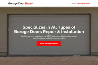 design garage door website, garage door landing page, garage door repair website