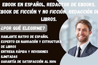 be your spanish ebook writer, fiction ghostwriter, and book writing expert