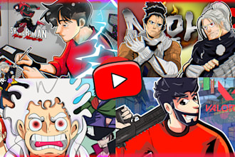 draw custom gaming cartoon youtube thumbnails