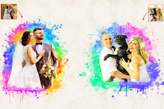 create family portrait illustrations in my watercolor painting style
