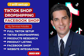 setup tiktok shop dropshipping with product hunting, listing, and facebook shop