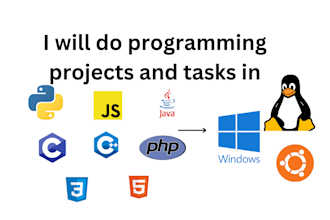 do c, cpp, java, and python programming projects in windows, linux, ubuntu